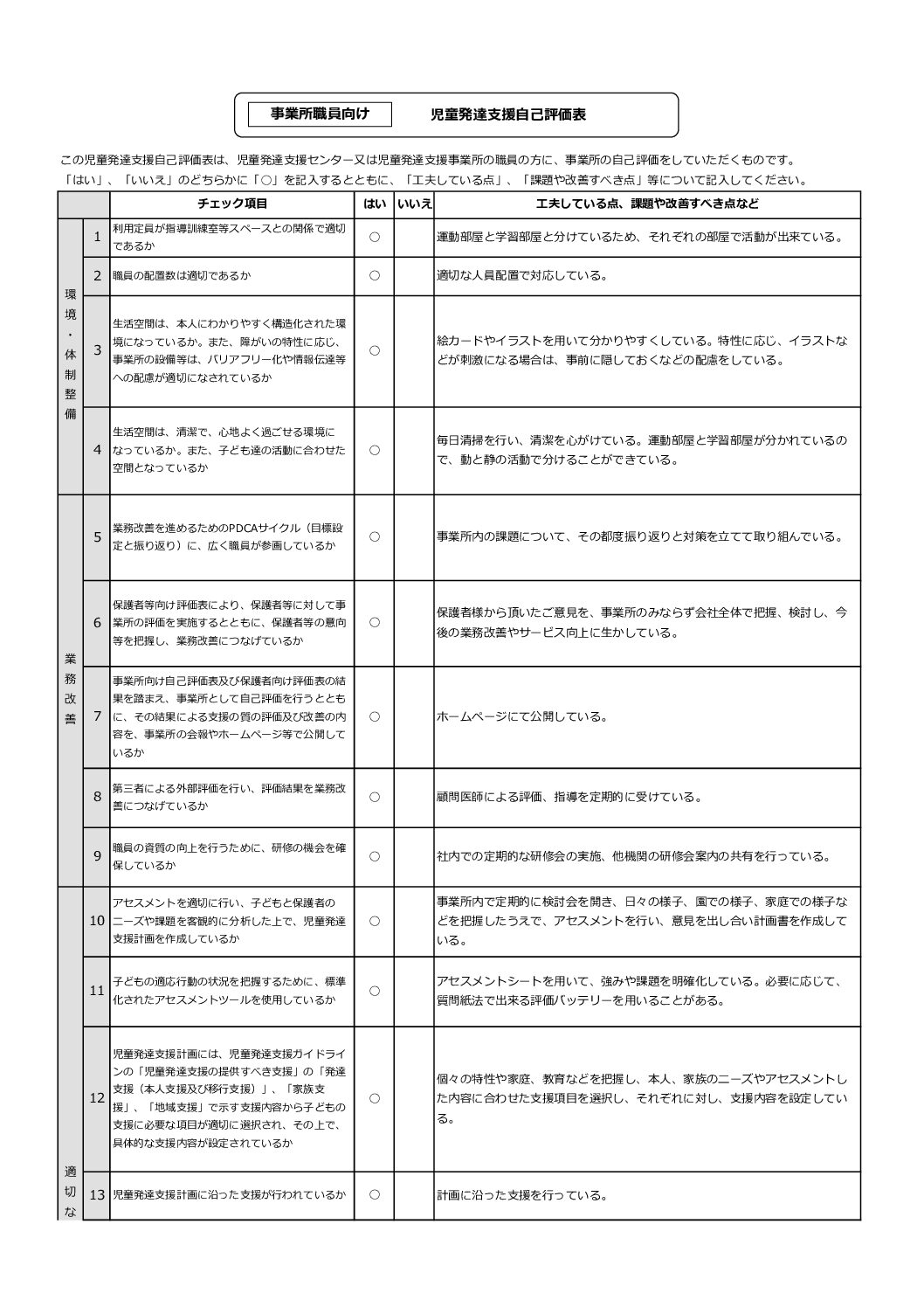 【酒田・事業所】児発　評価表